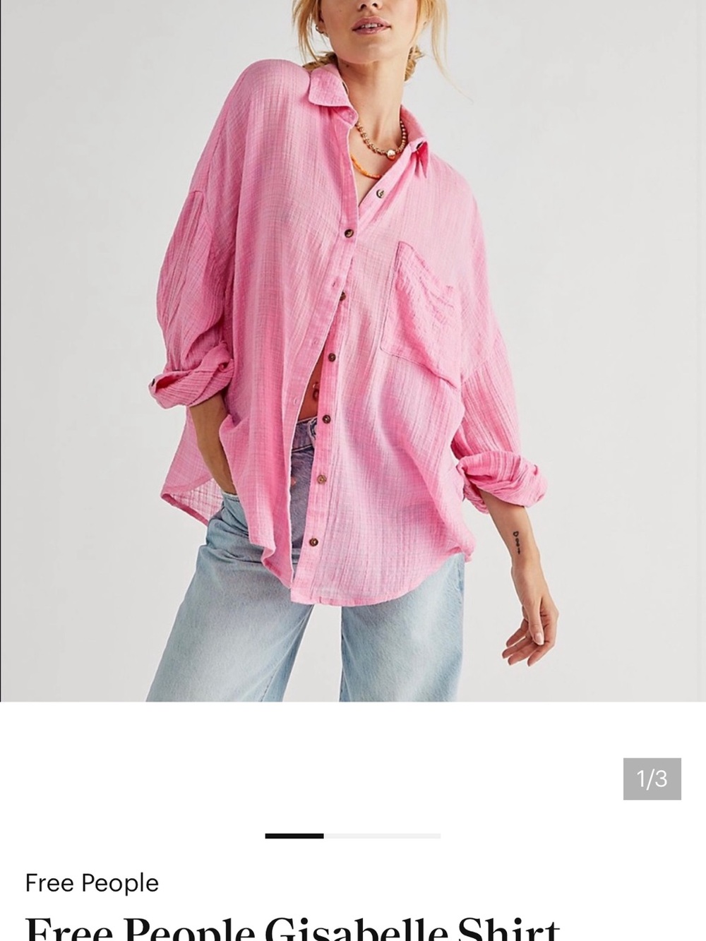 Free People Bubblegum Pink Button-Up Shirt